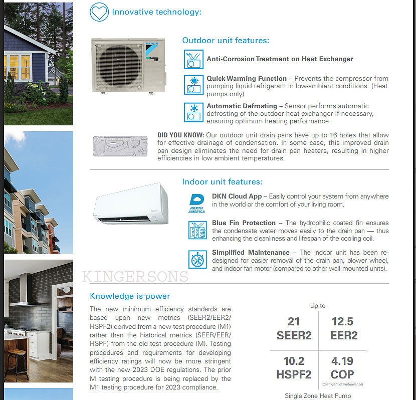 Daikin Dual Zone 24,000 BTU 21 SEER2 Daikin MXM Series Wall Mounted Ductless Mini Split Heat Pump Air Conditioner System 9K + 18K - 230V | R32 | Wi-Fi Enabled